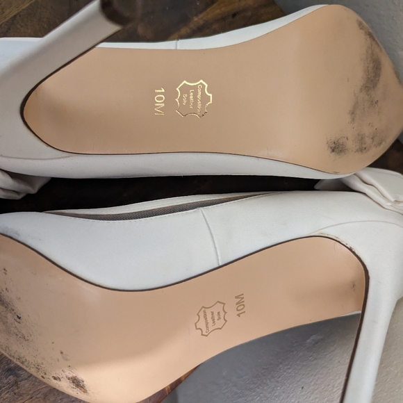 I. Miller Reyhan Women's Pumps Heels Pointed Toe White Bow Satin Mesh Bridal- 10 - Picture 9 of 10